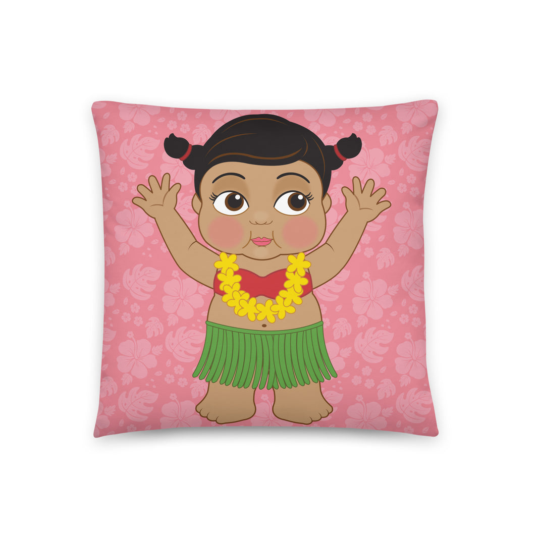 Pink Hawaiian Hula Girl Throw Pillow 18