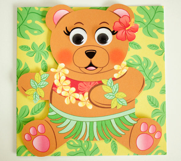 Hawaiian Bear Hula Girl - Googly for You Greeting Card