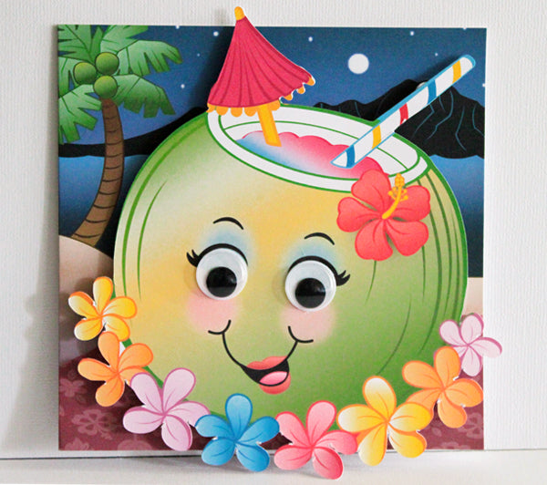 Coconut Drink (Female) - Googly for You Greeting Card