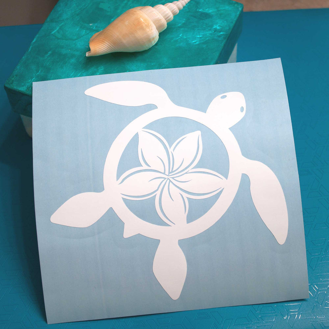 Honu Sea Turtle Plumeria - Hawaiian Vinyl Sticker