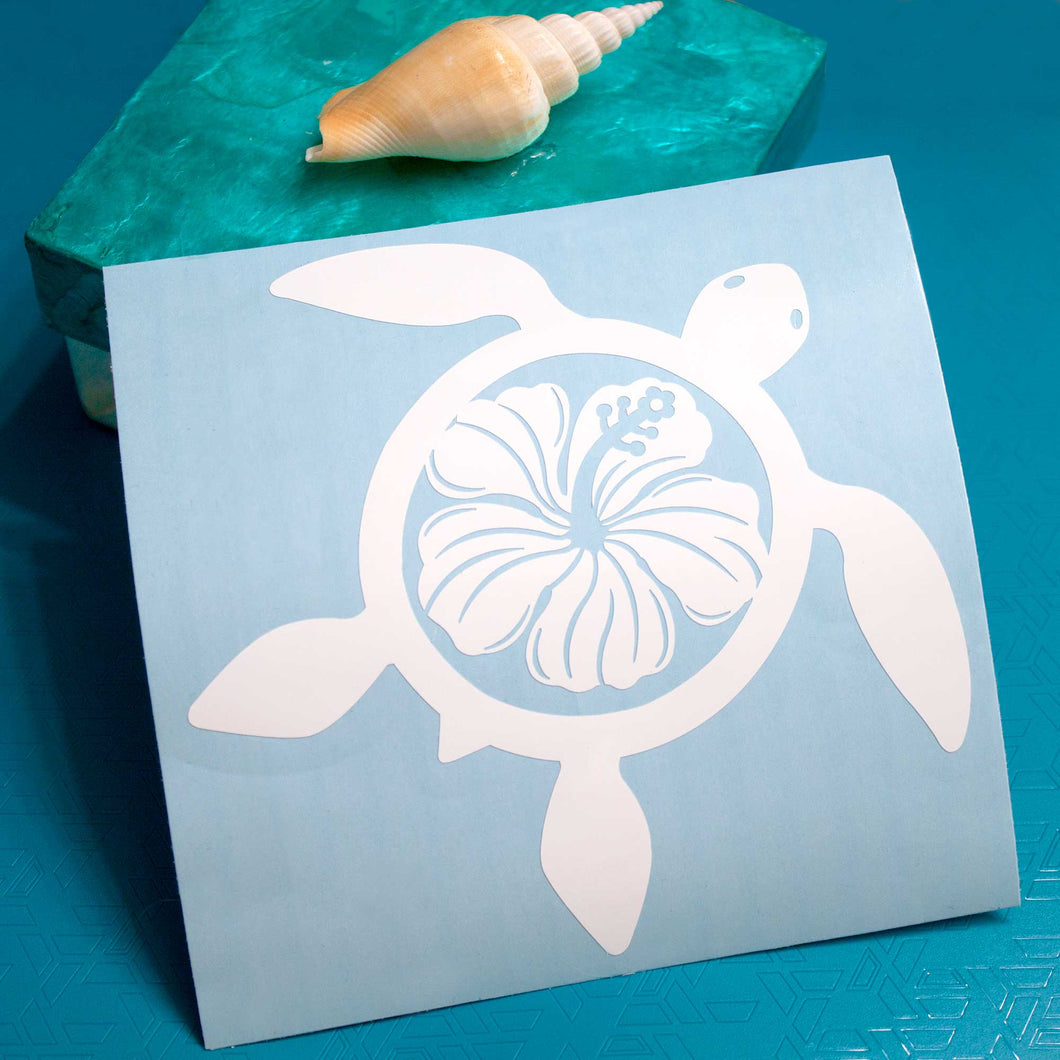 Honu Sea Turtle Hibiscus - Hawaiian Vinyl Sticker