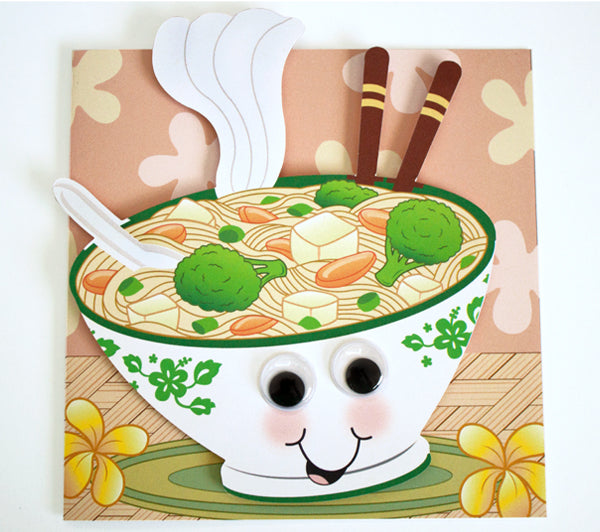 Vegetarian Saimin Bowl - Googly for You Greeting Card