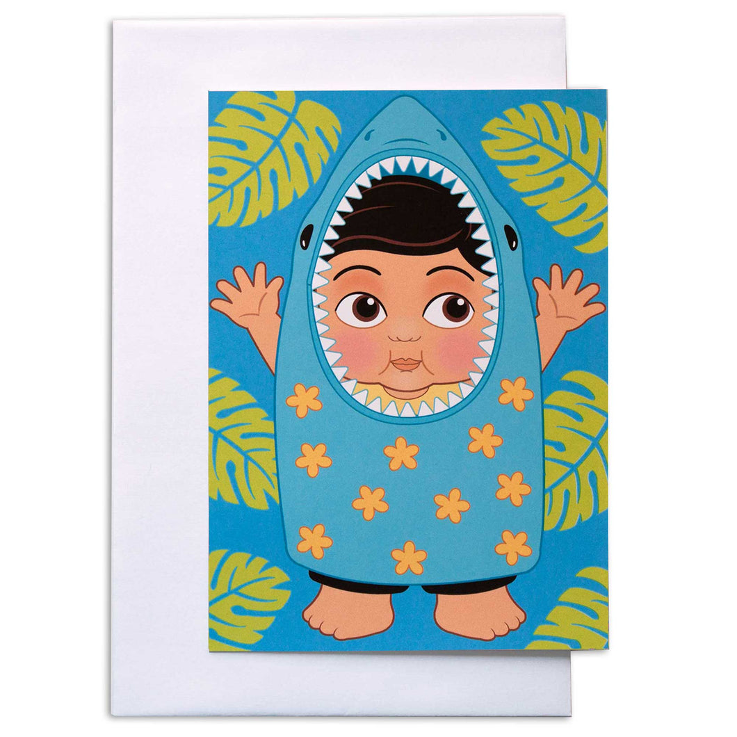Hawaiian Shark Boy - Hawaiian Greeting Card